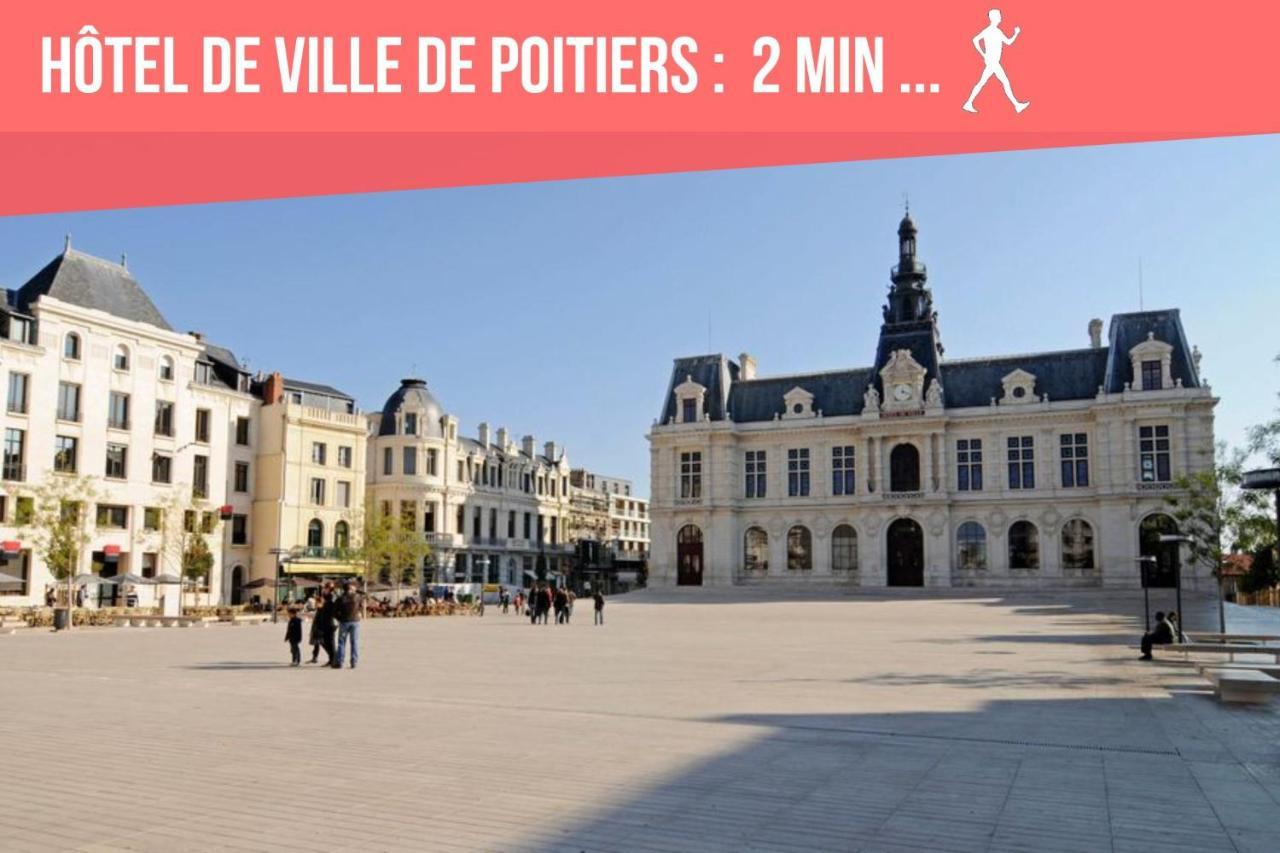 Chambres Poitiers Centre Ville - Salle de Bain, Réfrigérateur, TV et machine à café privatifs - Cuisine commune - Terrasse - Hôtel de ville à 200m Extérieur photo