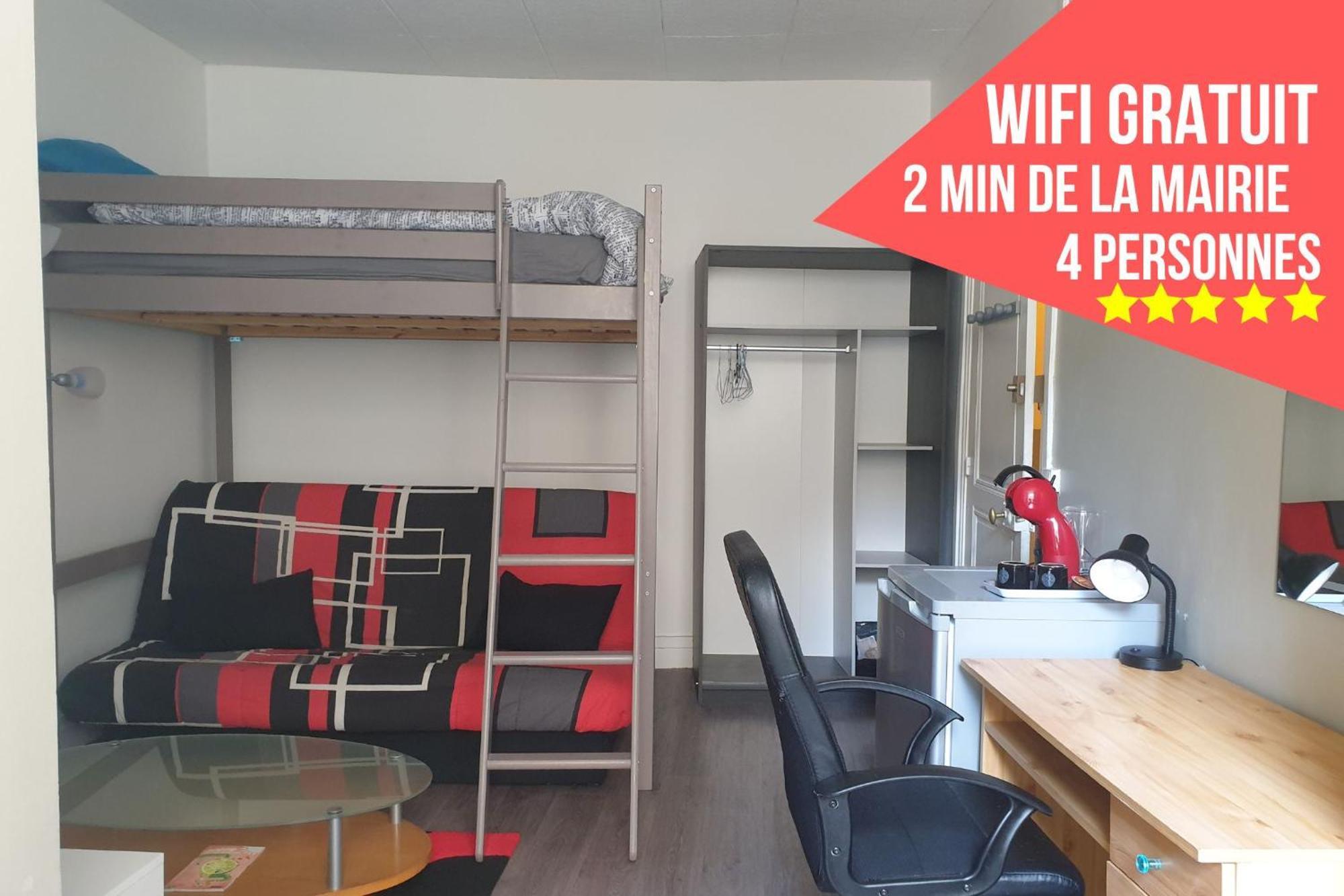 Chambres Poitiers Centre Ville - Salle de Bain, Réfrigérateur, TV et machine à café privatifs - Cuisine commune - Terrasse - Hôtel de ville à 200m Chambre photo